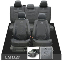 Load image into Gallery viewer, VW Caddy Kombi Maxi Life INKA Front & Rear Tailored Waterproof Seat Covers Grey MY-2007-2019 (Choice of 7 Colours) - R-Series Embroidery