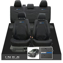 Load image into Gallery viewer, VW Caddy Kombi Maxi Life INKA Front & Rear Tailored Waterproof Seat Covers Black MY-2007-2019 (Choice of 7 Colours) - Sport-Series Embroidery
