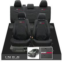 Load image into Gallery viewer, VW Caddy Kombi Maxi Life INKA Front & Rear Tailored Waterproof Seat Covers Black MY-2007-2019 (Choice of 7 Colours) - Sport-Series Embroidery