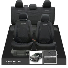 Load image into Gallery viewer, VW Caddy Kombi Maxi Life INKA Front & Rear Tailored Waterproof Seat Covers Black MY-2007-2019 (Choice of 7 Colours) - Sport-Series Embroidery