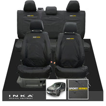 Load image into Gallery viewer, VW Caddy Kombi Maxi Life INKA Front & Rear Tailored Waterproof Seat Covers Black MY-2007-2019 (Choice of 7 Colours) - Sport-Series Embroidery