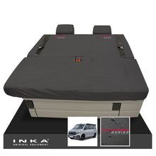 Load image into Gallery viewer, VW California Ocean/Coast/Beach/Surf Inka Fully Tailored Waterproof Seat Covers Black Front & Rear With ISOFIX Fits T6.1 ,T6,T5.1 all model years fits with and without airbags