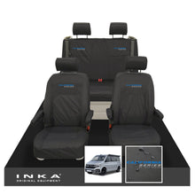 Load image into Gallery viewer, VW California Ocean/Coast/Beach/Surf Inka Fully Tailored Waterproof Seat Covers Black Front & Rear With ISOFIX Fits T6.1 ,T6,T5.1 all model years fits with and without airbags