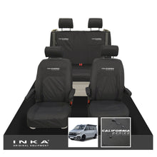 Load image into Gallery viewer, VW California Ocean/Coast/Beach/Surf Inka Fully Tailored Waterproof Seat Covers Black Front & Rear With ISOFIX Fits T6.1 ,T6,T5.1 all model years fits with and without airbags