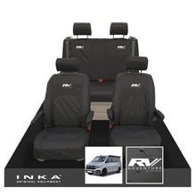 Load image into Gallery viewer, VW California Ocean/Coast/Beach/Surf Inka Fully Tailored Waterproof Seat Covers Black Front & Rear With ISOFIX Fits T6.1 ,T6,T5.1 all model years fits with and without airbags