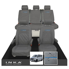 Load image into Gallery viewer, VW California Ocean/Coast/Beach/Surf Inka Fully Tailored Waterproof Seat Covers Grey Front & Rear With ISOFIX Fits T6.1 ,T6,T5.1 all model years fits with and without airbags