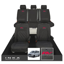 Load image into Gallery viewer, VW California Ocean/Coast/Beach/Surf Inka Fully Tailored Waterproof Seat Covers Black Front & Rear With ISOFIX Fits T6.1 ,T6,T5.1 all model years fits with and without airbags