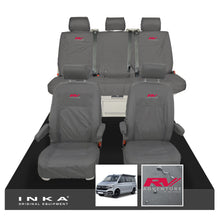 Load image into Gallery viewer, VW California Ocean/Coast/Beach/Surf Inka Fully Tailored Waterproof Seat Covers Grey Front & Rear With ISOFIX Fits T6.1 ,T6,T5.1 all model years fits with and without airbags