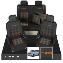 Load image into Gallery viewer, VW California T6.1, T6, T5.1, T5 Ocean, Coast, Beach, SE, Surf INKA Tailored Seat Covers Second Skin With GTi Tartan Centres & Embroidery