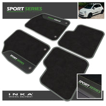 Load image into Gallery viewer, Fiat 500 Tailored Car Mats (Front & Rear Set) with Premium Carpet & OEM Leatherette Fits MY 2007-2020
