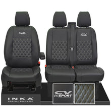 Load image into Gallery viewer, Ford Transit MK8/MK9 INKA Front Tailored Seat Covers Black Bentley Diamond Quilt MY 2014 Onwards (7 COLORS)