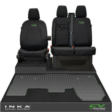 Load image into Gallery viewer, Ford Transit MK8/MK9 INKA Front 1+2 Tailored Waterproof Seat Covers & Tailored Rubber Mat Black MY-2014 Onwards (Choice of 7 Colours)