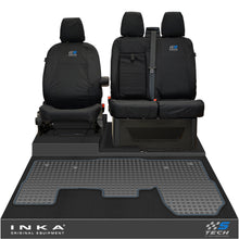 Load image into Gallery viewer, Ford Transit MK8/MK9 INKA Front 1+2 Tailored Waterproof Seat Covers & Tailored Rubber Mat Black MY-2014 Onwards (Choice of 7 Colours) - S-TECH Embroidery