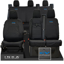 Load image into Gallery viewer, Ford Transit Custom INKA Front & Rear Set Tailored Waterproof Seat Covers Black - CV Professional Embroidery