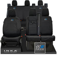 Load image into Gallery viewer, Ford Transit Custom INKA Front & Rear Set Tailored Waterproof Seat Covers Black - S-TECH Embroidery