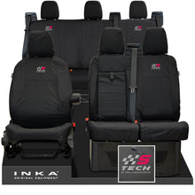 Load image into Gallery viewer, Ford Transit Custom INKA Front & Rear Set Tailored Waterproof Seat Covers Black - S-TECH Embroidery