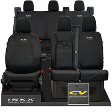Load image into Gallery viewer, Ford Transit Custom INKA Front & Rear Set Tailored Waterproof Seat Covers Black - CV Professional Embroidery