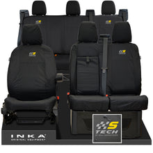 Load image into Gallery viewer, Ford Transit Custom INKA Front & Rear Set Tailored Waterproof Seat Covers Black - S-TECH Embroidery