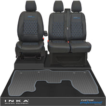 Load image into Gallery viewer, Ford Transit Custom MK1 Front 1+2 Bentley Diamond Quilt Leatherette Tailored Seat Covers & Tailored Rubber Mat Black MY-12-23 (Choice of 7 Colours) - Custom Professional Embroidery