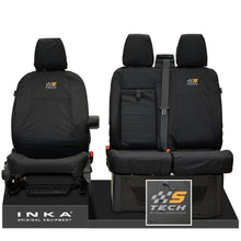 Load image into Gallery viewer, Ford Transit Custom INKA Front Set 1+2 Tailored Waterproof Seat Covers Black - S-TECH Embroidery