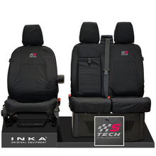 Load image into Gallery viewer, Ford Transit Custom INKA Front Set 1+2 Tailored Waterproof Seat Covers Black - S-TECH Embroidery