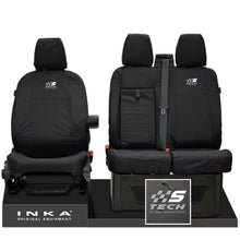 Load image into Gallery viewer, Ford Transit Custom INKA Front Set 1+2 Tailored Waterproof Seat Covers Black - S-TECH Embroidery