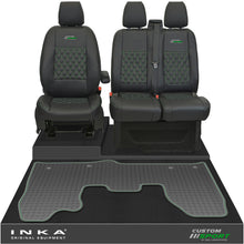 Load image into Gallery viewer, Ford Transit Custom MK1 Front 1+2 Bentley Diamond Quilt Leatherette Tailored Seat Covers & Tailored Rubber Mat Black MY-12-23 (Choice of 7 Colours) - Custom Sport Embroidery