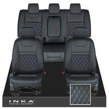 Load image into Gallery viewer, Ford Ranger Wildtrak Front & Rear Triple INKA Bentley Leatherette Tailored Seat Covers Black MY16-22