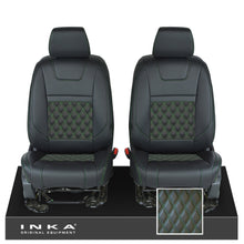 Load image into Gallery viewer, Ford Ranger Wildtrak INKA Front 1+1 Tailored Seat Covers Black Bentley Diamond Quilt MY-16-22