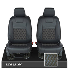 Load image into Gallery viewer, Ford Ranger Wildtrak INKA Front 1+1 Tailored Seat Covers Black Bentley Diamond Quilt MY-16-22