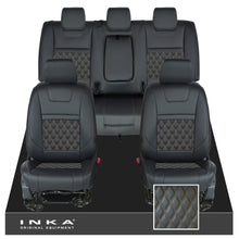 Load image into Gallery viewer, Ford Ranger Wildtrak Front & Rear Triple INKA Bentley Leatherette Tailored Seat Covers Black MY16-22