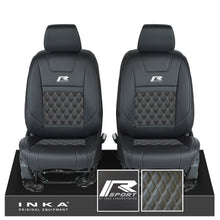 Load image into Gallery viewer, Ford Ranger Wildtrak INKA Front 1+1 Tailored Seat Covers Black Bentley Diamond Quilt MY-16-22