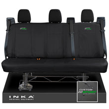 Load image into Gallery viewer, Ford Transit Custom INKA Rear Triple Tailored Waterproof Seat Covers Black MY-12-25 (Choice of 7 Colours) - Custom Sport Embroidery