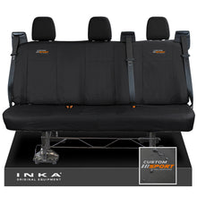 Load image into Gallery viewer, Ford Transit Custom INKA Rear Triple Tailored Waterproof Seat Covers Black MY-12-25 (Choice of 7 Colours) - Custom Sport Embroidery