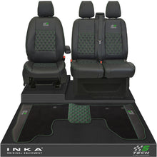 Load image into Gallery viewer, Ford Transit Custom Front 1+2 Bentley Diamond Quilt Tailored Seat Covers & Matching Tailored Floor Mat Black MY2012-23 - S-TECH Embroidery