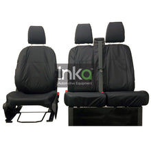 Load image into Gallery viewer, Ford Transit Custom INKA Front 1+2 Tailored Waterproof Seat Covers Set Black MY12-23 (not for models with flip down armrest with cupholders)