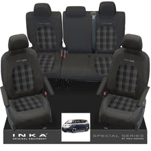 Load image into Gallery viewer, VW ID Buzz Life Style GTX Front & Rear Full Set Tailored Seat Covers, Second Skin Tartan With Special Series Embroidery MY22 onwards