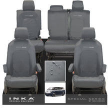Load image into Gallery viewer, VW ID Buzz Life, Style, GTX Front & Rear Full Set INKA Tailored Waterproof Seat Covers Grey with Embroidery MY22 onwards