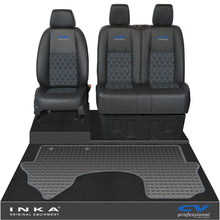 Load image into Gallery viewer, Mercedes Benz Sprinter Front 1+2 Bentley Diamond Quilt Leatherette Tailored Seat Covers & Tailored Rubber Mat Black MY18 To Present Fits All Derivatives (Choice of 7 Colours)