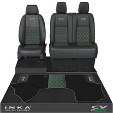 Load image into Gallery viewer, Mercedes Benz Sprinter Front 1+2 Bentley Leatherette Tailored Seat Covers & Matching Tailored Floor Mat Black MY-2018> (7 Colours) - CV Sport Embroidery