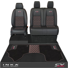 Load image into Gallery viewer, Mercedes Benz Sprinter Front 1+2 Bentley Leatherette Tailored Seat Covers & Matching Tailored Floor Mat Black MY-2018> (7 Colours) - CV Sport Embroidery