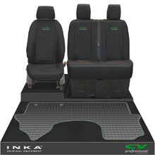 Load image into Gallery viewer, New Mercedes Benz Sprinter INKA Front 1+2 Tailored Waterproof Seat Covers & Tailored Rubber Mat Black MY18 To Present