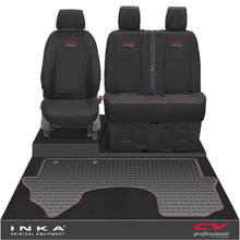 Load image into Gallery viewer, New Mercedes Benz Sprinter INKA Front 1+2 Tailored Waterproof Seat Covers & Tailored Rubber Mat Black MY18 To Present