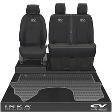 Load image into Gallery viewer, New Mercedes Benz Sprinter INKA Front 1+2 Tailored Waterproof Seat Covers & Tailored Rubber Mat Black MY18 To Present