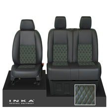 Load image into Gallery viewer, Mercedes Benz Sprinter INKA Front Set Tailored Leatherette Seat Covers Black Bentley Diamond Quilt (7 Colours) with embroidery MY18 to Present Fits All Derivatives - Plain Embroidery