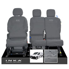 Load image into Gallery viewer, Peugeot Partner MK2 Front Inka Fully Tailored Waterproof Seat Covers Grey MY08-17 - CV Professional Embroidery