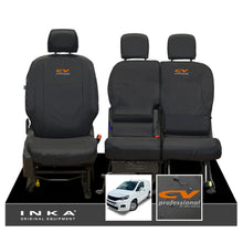 Load image into Gallery viewer, Peugeot Partner MK3 Front Inka Fully Tailored Waterproof Seat Covers Black MY2018 Onwards