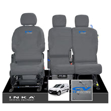 Load image into Gallery viewer, Peugeot Partner MK2 Front Inka Fully Tailored Waterproof Seat Covers Grey MY08-17 - CV Racing Embroidery