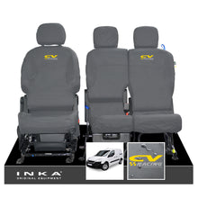 Load image into Gallery viewer, Peugeot Partner MK2 Front Inka Fully Tailored Waterproof Seat Covers Grey MY08-17 - CV Racing Embroidery