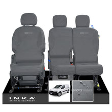 Load image into Gallery viewer, Peugeot Partner MK2 Front Inka Fully Tailored Waterproof Seat Covers Grey MY08-17 - R-SPORT Embroidery